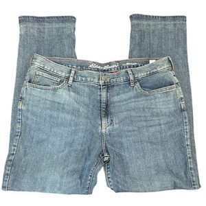 Eddie Bauer‎ Boyfriend Flannel Lined Blue Jeans 14 Straight Leg High Rise